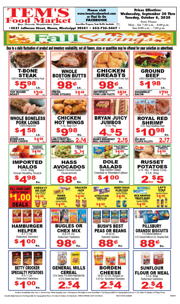 Weekly Ad – Tem's Food Market